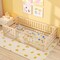 Twin Size Pine Wood Montessori Floor Bed with Safety Guardrails and Lockable Door